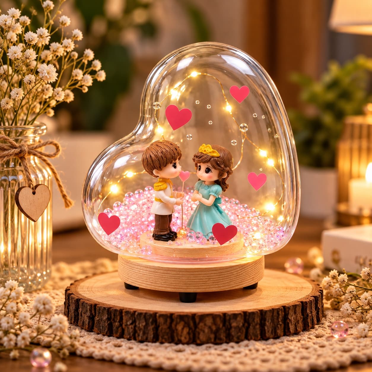 Romantic Love Glow Heart Dome