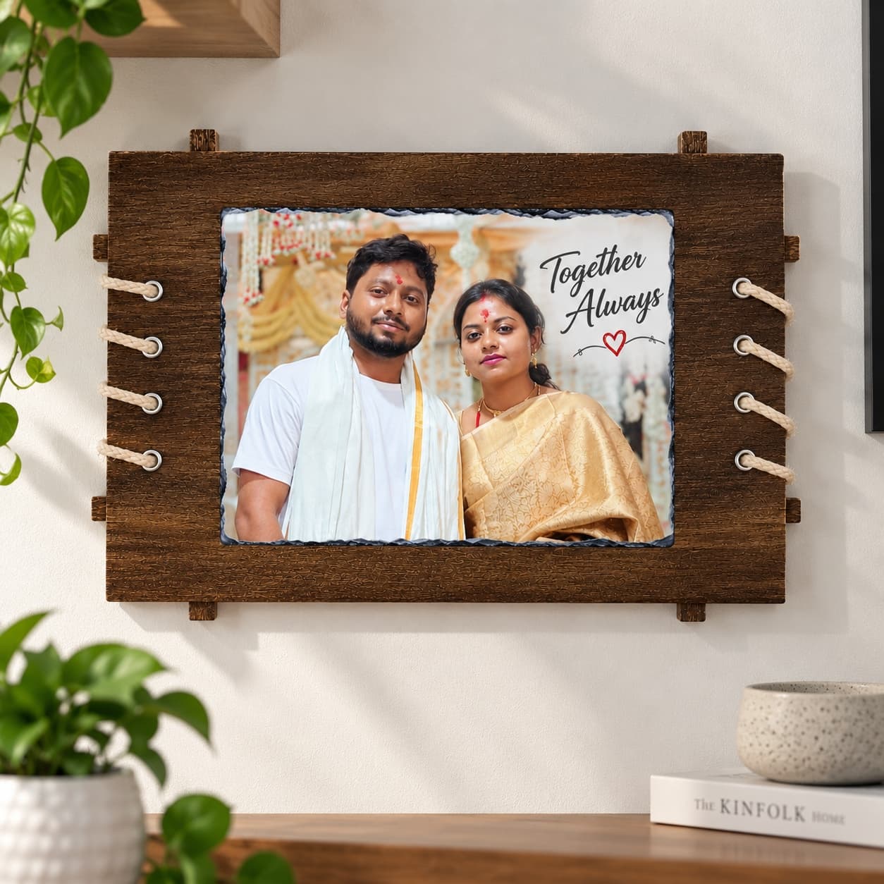 Custom Wood & Stone Photo Frame – Personalized Gift for Loved Ones